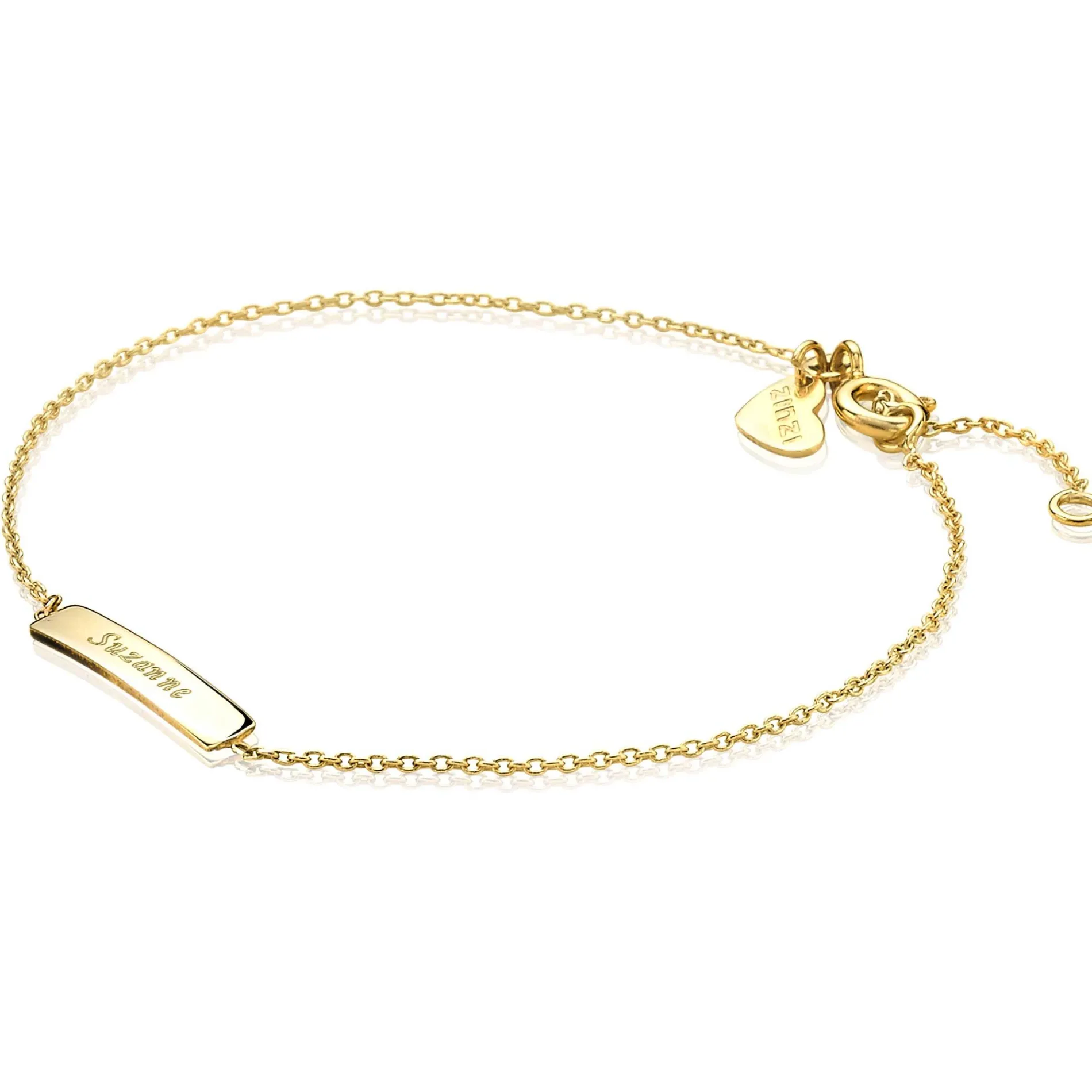 ZINZI Gold 14 karaat gouden armband plaatje glad ZGA176