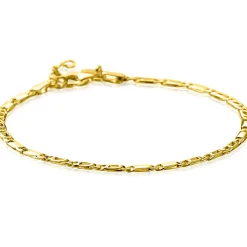 ZINZI Gold 14 karaat gouden massieve armband met valkenoog schakels en glimmende plaatjes 2,6mm breed 17-19cm ZGA499