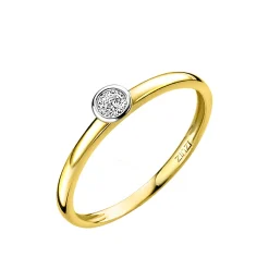 ZINZI Gold 14 karaat gouden aanschuifring rond wit ZGR147