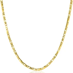 ZINZI Gold 14 karaat gouden massieve ketting met valkenoog schakels en glimmende plaatjes 2,6mm breed 41-43cm ZGC499