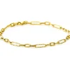ZINZI Gold 14 karaat gouden armband met bewerkte paperclip-schakels en ovale schakels van 3,5mm breed 19cm ZGA494