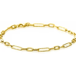 ZINZI Gold 14 karaat gouden armband met bewerkte paperclip-schakels en ovale schakels van 3,5mm breed 19cm ZGA494
