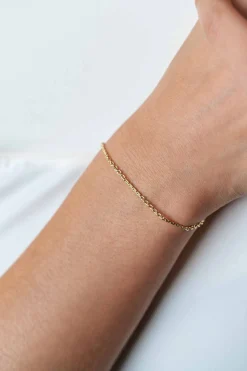ZINZI Gold 14 karaat gouden massieve armband met bewerkte gedraaide staafjes en fijne jasseron schakels 2mm breed 17-19cm ZGA500