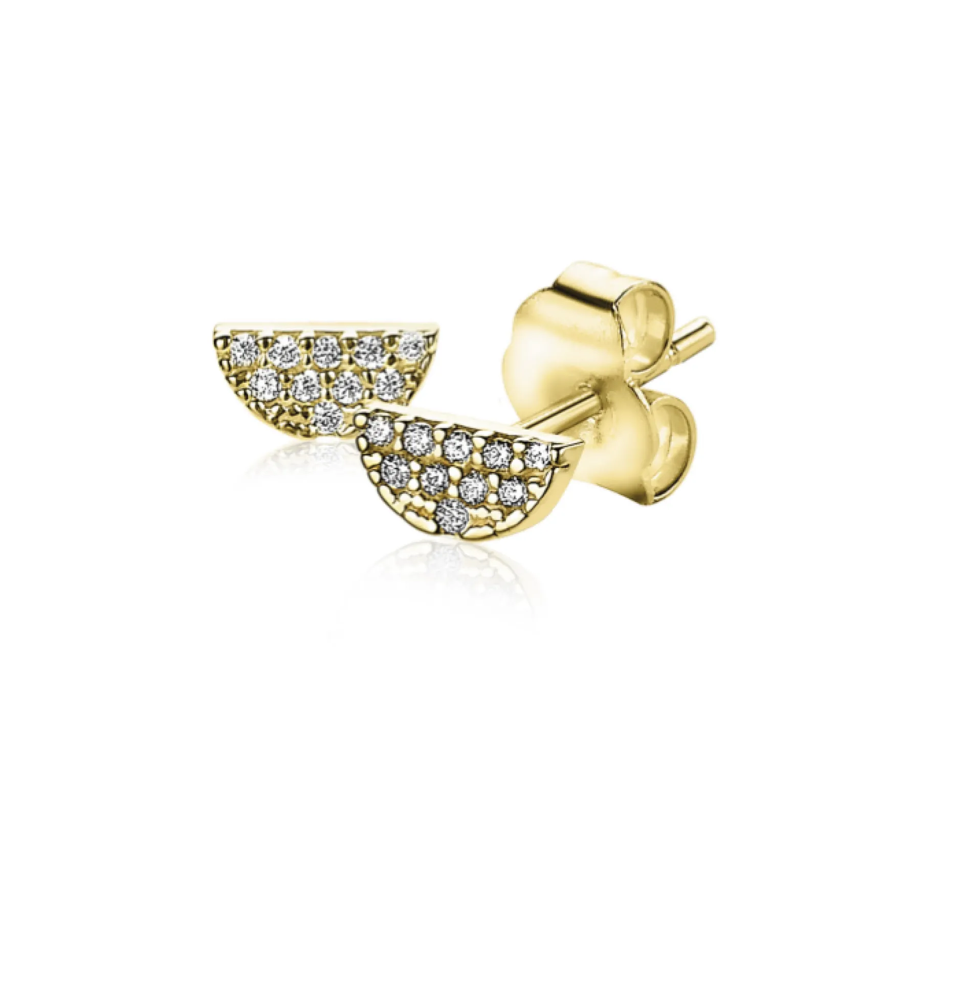 ZINZI Gold 14 karaat gouden oorknoppen halve maan wit zirconia ZGO220