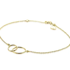 ZINZI Gold 14 karaat gouden armband open rondjes in elkaar ZGA115