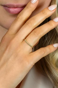 ZINZI Gold 14 karaat gouden ring (2mm breed) met gladde bolletjes ZGR555