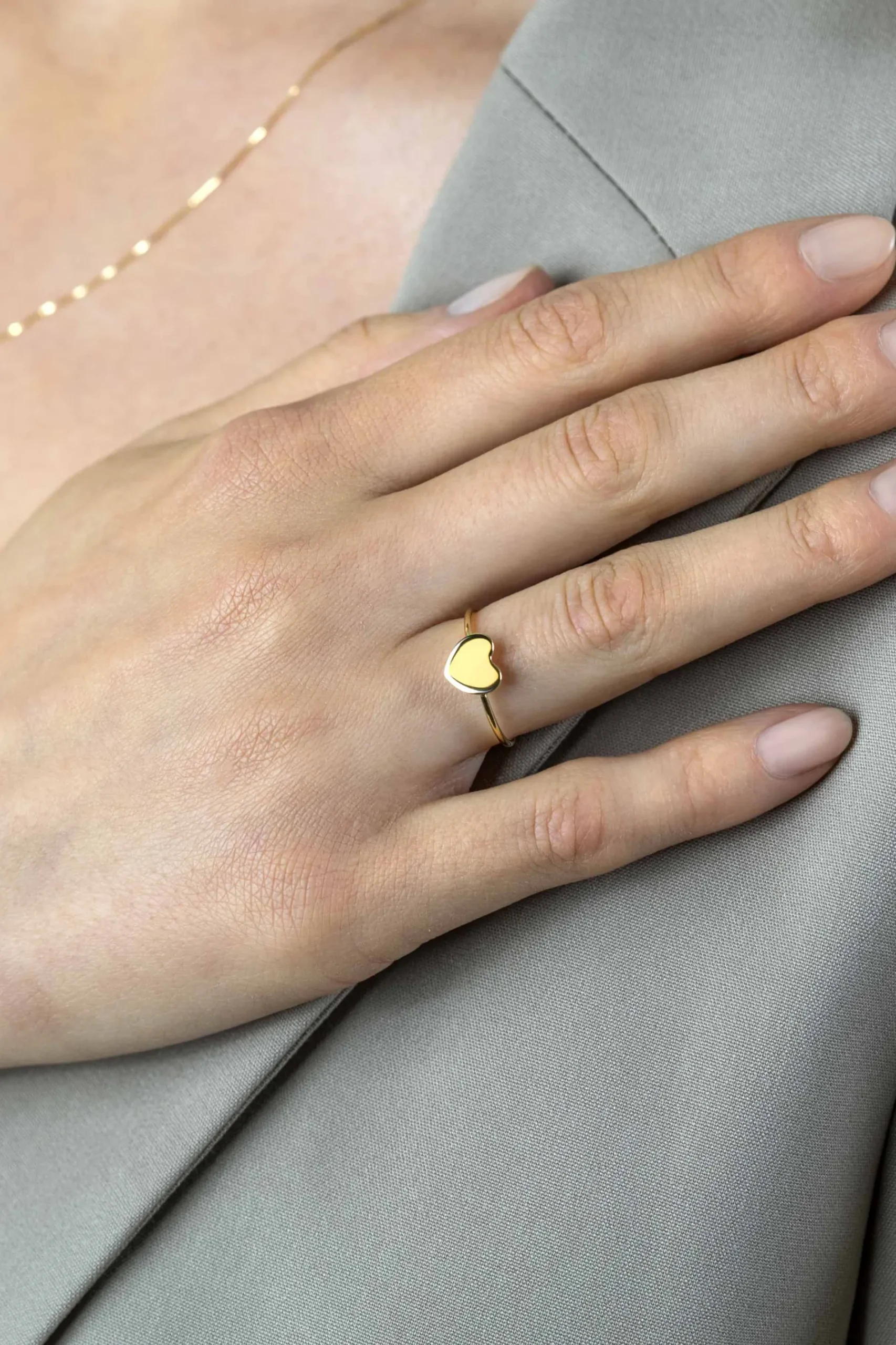 ZINZI Gold 14 karaat gouden ring met glanzend hartje ZGR486