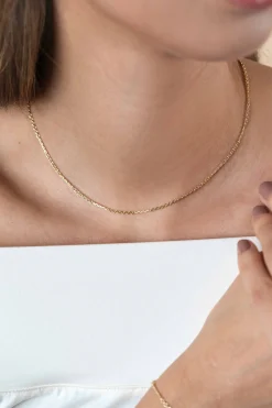 ZINZI Gold 14 karaat gouden massieve ketting met bewerkte gedraaide staafjes en fijne jasseron schakels 2mm breed 41-43cm ZGC500