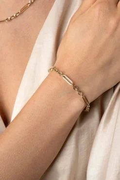 ZINZI Gold 14 karaat gouden armband met trendy paperclip-schakel en ovale schakels van 4mm breed. lengte 19cm ZGA473