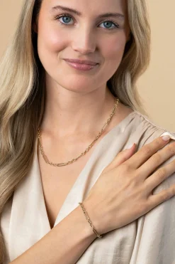 ZINZI Gold 14 karaat gouden armband met trendy paperclip-schakel en ovale schakels van 4mm breed. lengte 19cm ZGA473