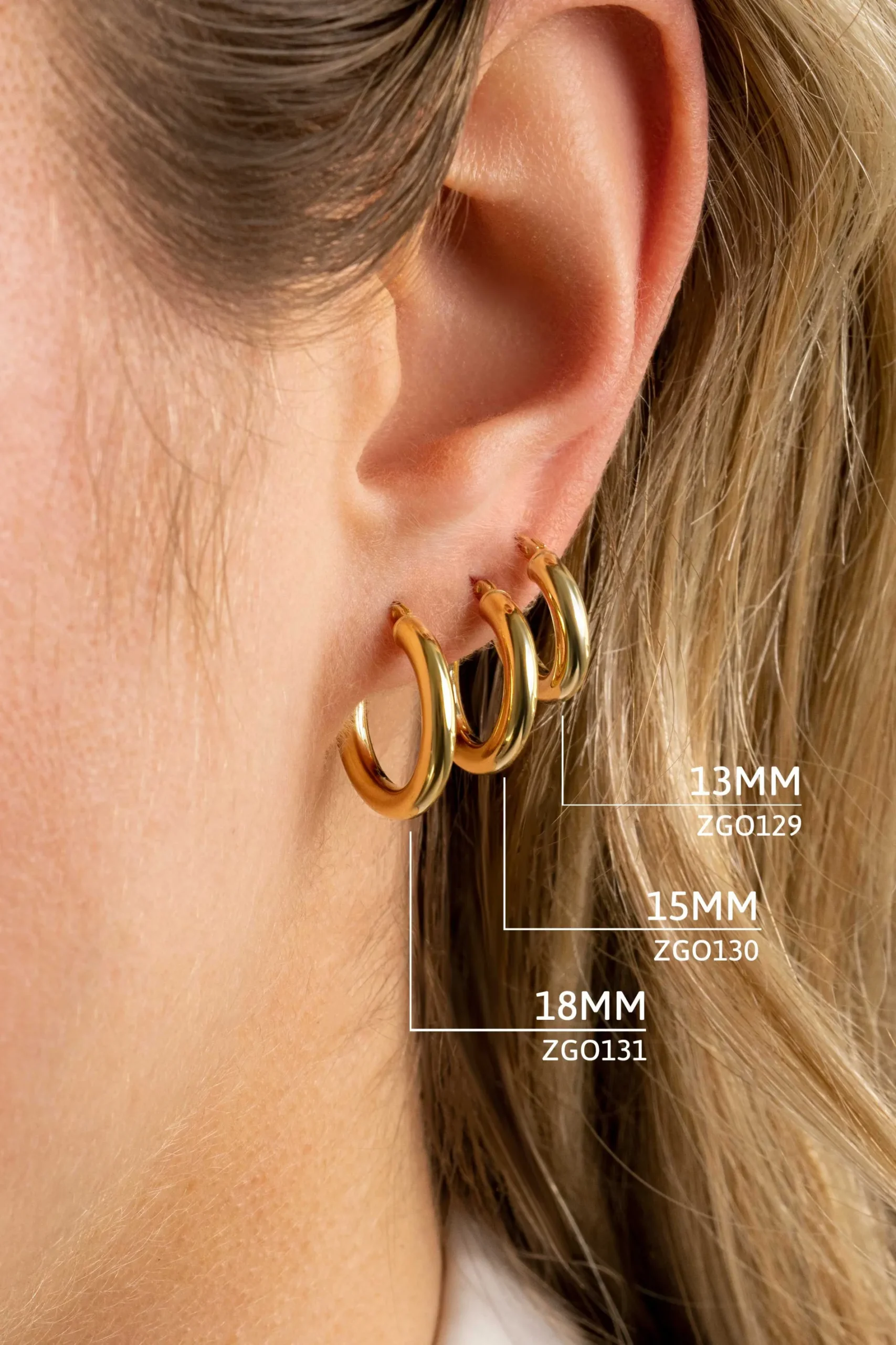 ZINZI Gold 14 karaat gouden oorringen ronde buis 13 x 3mm ZGO129