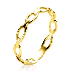 ZINZI Gold 14 karaat gouden ring met ovale schakels van 3mm breed ZGR368