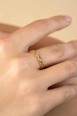 ZINZI Gold 14 karaat gouden ring met ovale schakels van 3mm breed ZGR368
