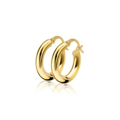 ZINZI Gold 14 karaat gouden oorringen ronde buis 15 x 3mm ZGO130