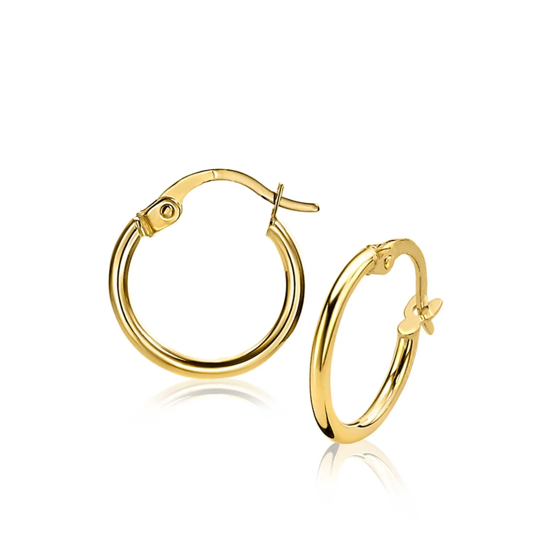 ZINZI Gold 14 karaat gouden oorringen ronde buis 13,5 x 1,5mm ZGO126