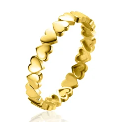 ZINZI Gold 14 krt gouden aanschuifring met gladde hartjes rondom (3mm) ZGR447