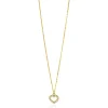 ZINZI Gold 14 krt gouden anker ketting met sierlijk open hartje (7mm), bezet met witte zirconia's 40-42,5cm ZGC450