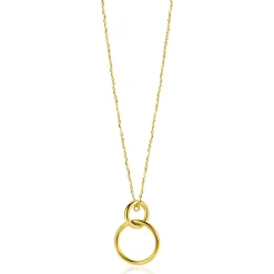 ZINZI Gold 14 krt gouden anker ketting 42-45cm met trendy hanger (26mm) met verbonden open ronde vormen ZGC446