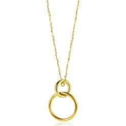 ZINZI Gold 14 krt gouden anker ketting 42-45cm met trendy hanger (26mm) met verbonden open ronde vormen ZGC446