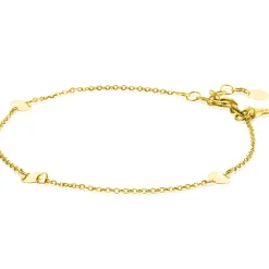 ZINZI Gold 14 krt gouden armband met subtiele jasseron schakels en drie ronde gladde plaatjes 5mm breed 18-20cm ZGA444