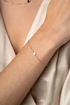 ZINZI Gold 14 krt gouden armband met subtiele jasseron schakels en drie ronde gladde plaatjes 5mm breed 18-20cm ZGA444