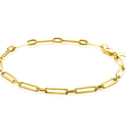 ZINZI Gold 14 krt gouden armband met trendy paperclip/closed for ever schakels met tussenoog 3mm breed, lengte 19cm ZGA470