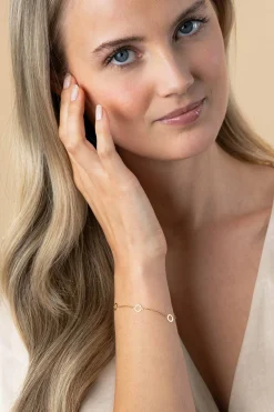 ZINZI Gold 14 krt gouden armband met subtiele jasseron schakels en drie open rondjes 6,5mm breed 18-20cm ZGA445