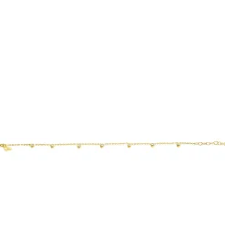 ZINZI Gold 14 krt gouden armband met zeven ronde hangertjes, bezet met witte zirconia's 15,5-18,5cm ZGA451