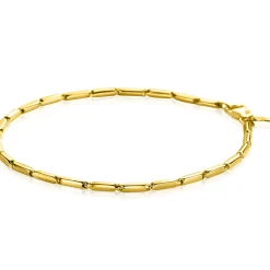 ZINZI Gold 14 krt gouden armband met stoere rechthoekige staafjes (2mm breed) met vierkante buis 18cm ZGA452