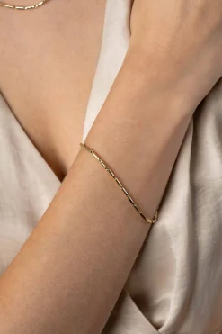 ZINZI Gold 14 krt gouden armband met stoere rechthoekige staafjes (2mm breed) met vierkante buis 18cm ZGA452