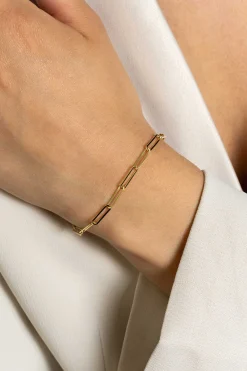 ZINZI Gold 14 krt gouden armband met trendy paperclip/closed for ever schakels 3mm breed, lengte 19cm ZGA386