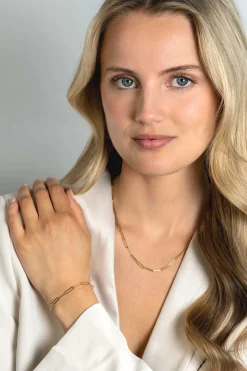 ZINZI Gold 14 krt gouden armband met trendy paperclip/closed for ever schakels 3mm breed, lengte 19cm ZGA386