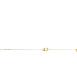 ZINZI Gold 14 krt gouden armband met twee open rondjes, mooi met elkaar verbonden. Het groter rondje (11mm) is bezet met witte zirconia's 16,5-19,5cm ZGA460