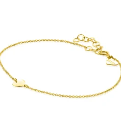 ZINZI Gold 14 krt gouden armband 16-19cm met hart hanger 6mm ZGA312