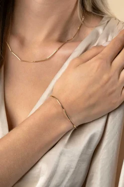 ZINZI Gold 14 krt gouden armband met langwerpige glanzende staafjes 1,6mm breed 16,5-19cm ZGA461