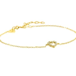 ZINZI Gold 14 krt gouden armband met sierlijk open hartje (7mm), bezet met witte zirconia's 16,5-19,5cm ZGA450