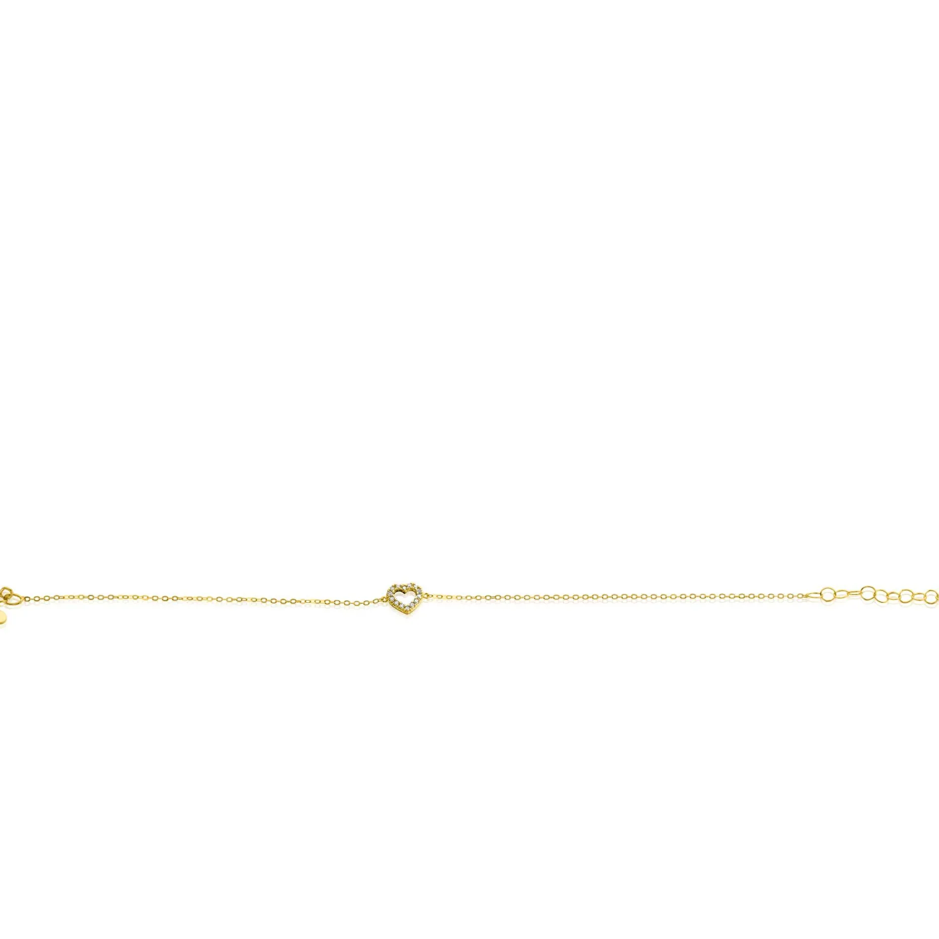 ZINZI Gold 14 krt gouden armband met sierlijk open hartje (7mm), bezet met witte zirconia's 16,5-19,5cm ZGA450