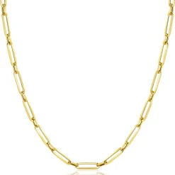 ZINZI Gold 14 krt gouden closed for ever schakelketting met tussenoog (3mm breed) 45cm ZGC470