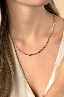 ZINZI Gold 14 krt gouden closed for ever schakelketting met tussenoog (3mm breed) 45cm ZGC470