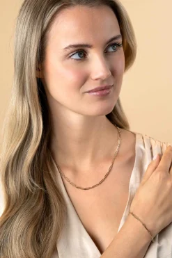 ZINZI Gold 14 krt gouden closed for ever schakelketting met tussenoog (3mm breed) 45cm ZGC470