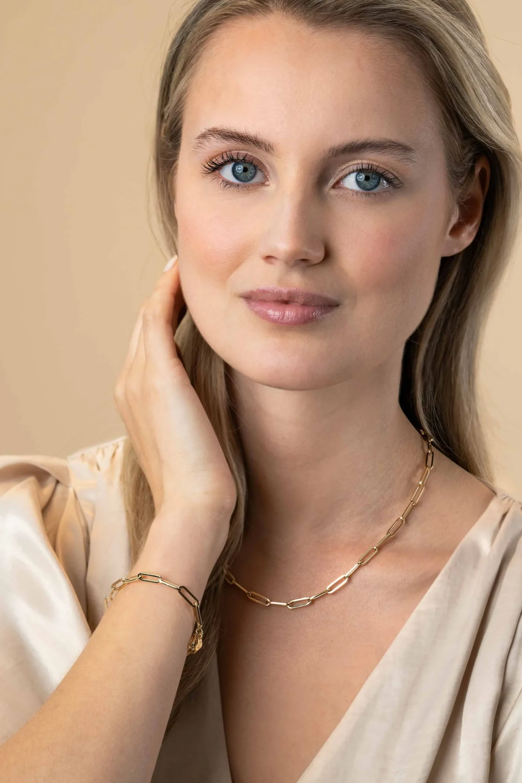 ZINZI Gold 14 krt gouden closed for ever schakelarmband 4,5mm breed 18,5cm ZGA453