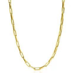ZINZI Gold 14 krt gouden collier 45cm met trendy paperclip/closed for ever schakels 4mm breed ZGC347