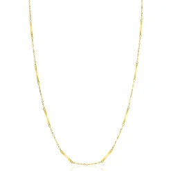 ZINZI Gold 14 krt gouden fijne massieve schakelketting met dertien lange gladde plaatjes 45cm ZGC490