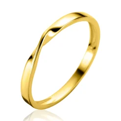 ZINZI Gold 14 krt gouden gladde aanschuifring met gedraaide buis ZGR525
