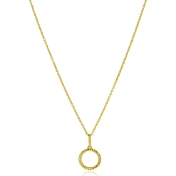 ZINZI Gold 14 krt gouden hanger met open ronde vorm 10mm, met gedraaide buis ZGH400 (zonder collier)