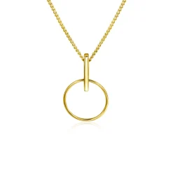 ZINZI Gold 14 krt gouden hanger 18mm met open ronde vorm en trendy staafje als hangoog ZGH404 (zonder collier)