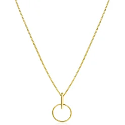 ZINZI Gold 14 krt gouden hanger 18mm met open ronde vorm en trendy staafje als hangoog ZGH404 (zonder collier)