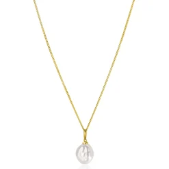 ZINZI Gold 14 krt gouden hanger met witte parel 10mm in natuurlijke vorm ZGH405 (zonder collier)