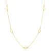 ZINZI Gold 14 krt gouden ketting met subtiele jasseron schakels en vijf open hartjes 5mm breed 42-45cm ZGC504