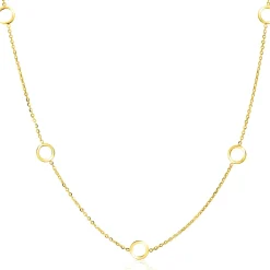 ZINZI Gold 14 krt gouden ketting met subtiele jasseron schakels en zeven open rondjes 6,5mm breed 42-45cm ZGC445